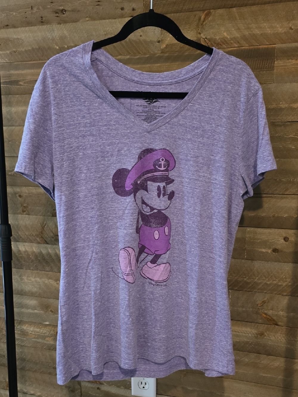 Disney Cruise Line Heather Lavender Crewneck Tee with Sailor Mickie Mouse (XL)